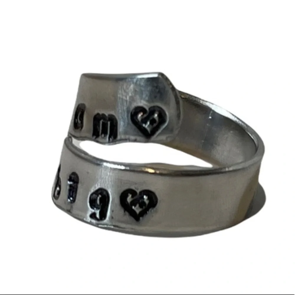 Handmade 8/9 stamped‎ motivational Celtic knot silver adjustable wrap ring